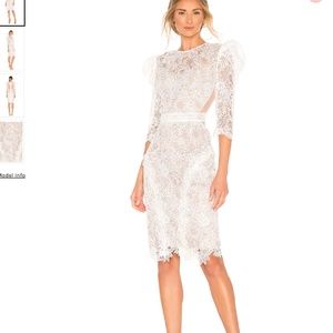 bronx and banco madeleine white all over lace mesh detail bridal dress medium